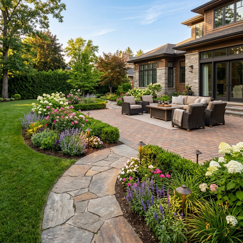 Stunning premium landscaping yard completed by Outdoor Edge Landscaping
